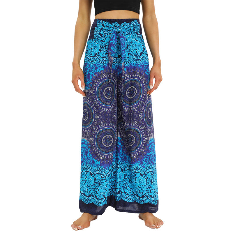 Women Loose Pant - Retro Flower Pant for Spring Summer Fall New Rayon