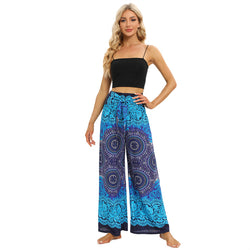Women Loose Pant - Retro Flower Pant for Spring Summer Fall New Rayon