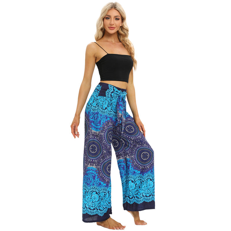 Women Loose Pant - Retro Flower Pant for Spring Summer Fall New Rayon