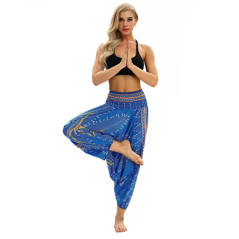 Women's Baggy Harem Pant - Evil Eyes & Gold Elephants