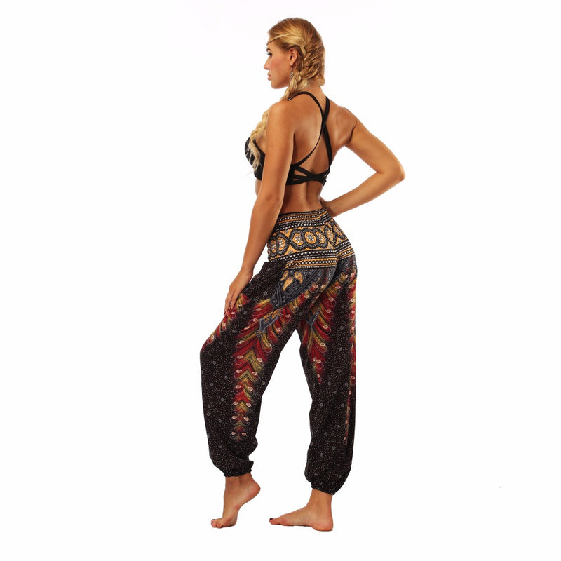 Women's straight Loose Harem Pant - Thai peacock feather bloomers