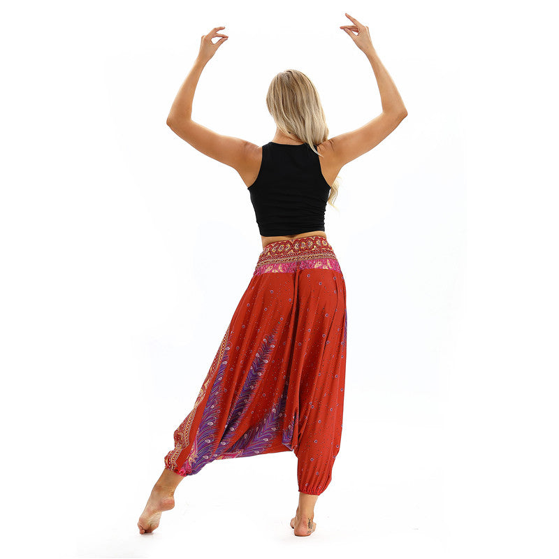 Women's Baggy Harem Pant - Peacock Feather