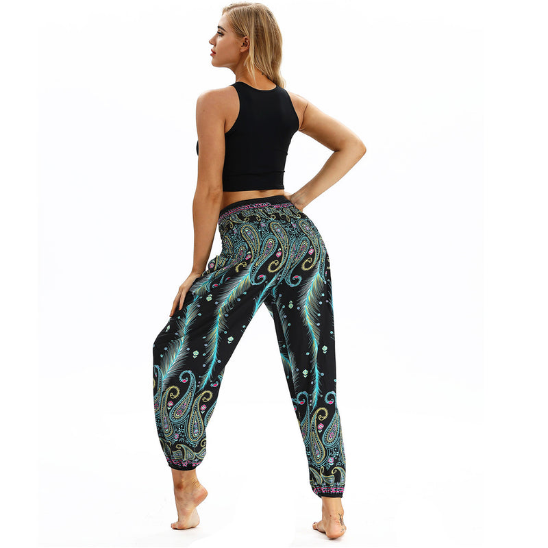 Women's straight Loose Harem Pant - Paisley Feather bloomers