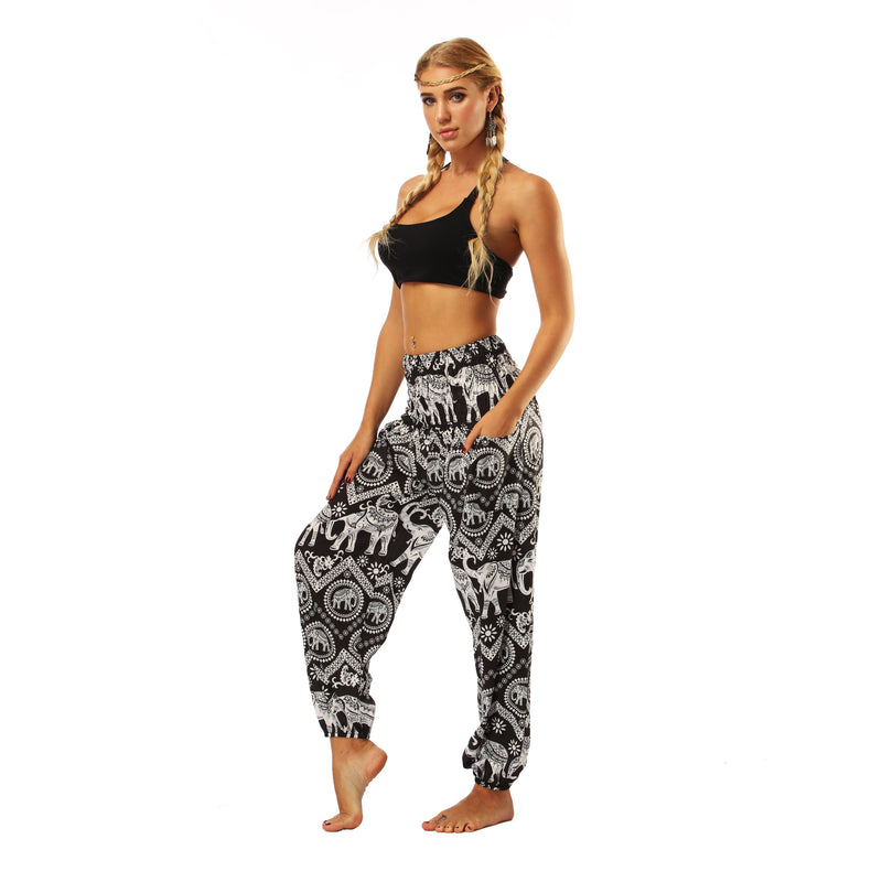 Women's straight Loose Harem Pant - Thai Elephants bloomers