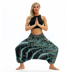 Women's Baggy Harem Pant - Thai Boho Peacock feather