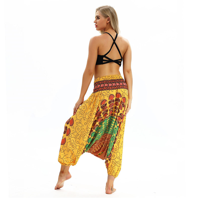 Women's Baggy Harem Pant - Big Round Mandala Floral