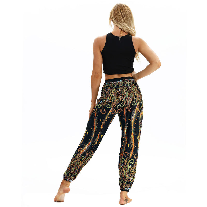 Women's straight Loose Harem Pant - Paisley Feather bloomers