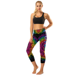 High Rise Rainbow Chakra Capris | A Small Pocket on Waistband