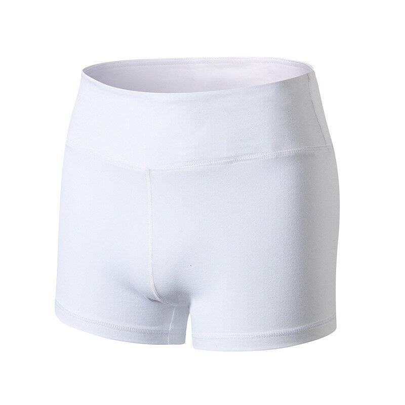 Women's Yoga shorts | High waistband with a pocket | Solid black | Pure White