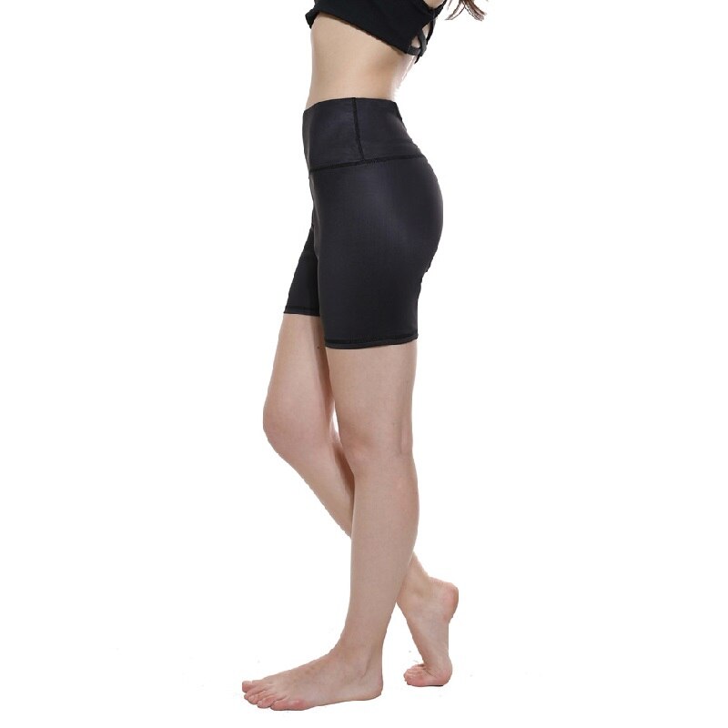 Women's Yoga shorts | High waistband with a pocket | Solid black | Pure White