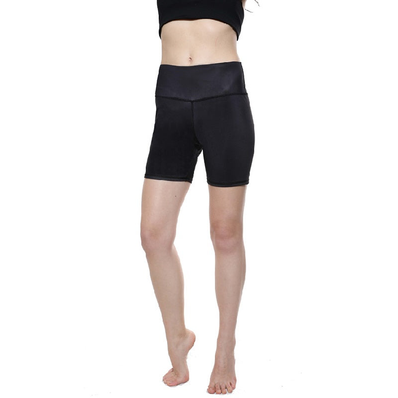 Women's Yoga shorts | High waistband with a pocket | Solid black | Pure White