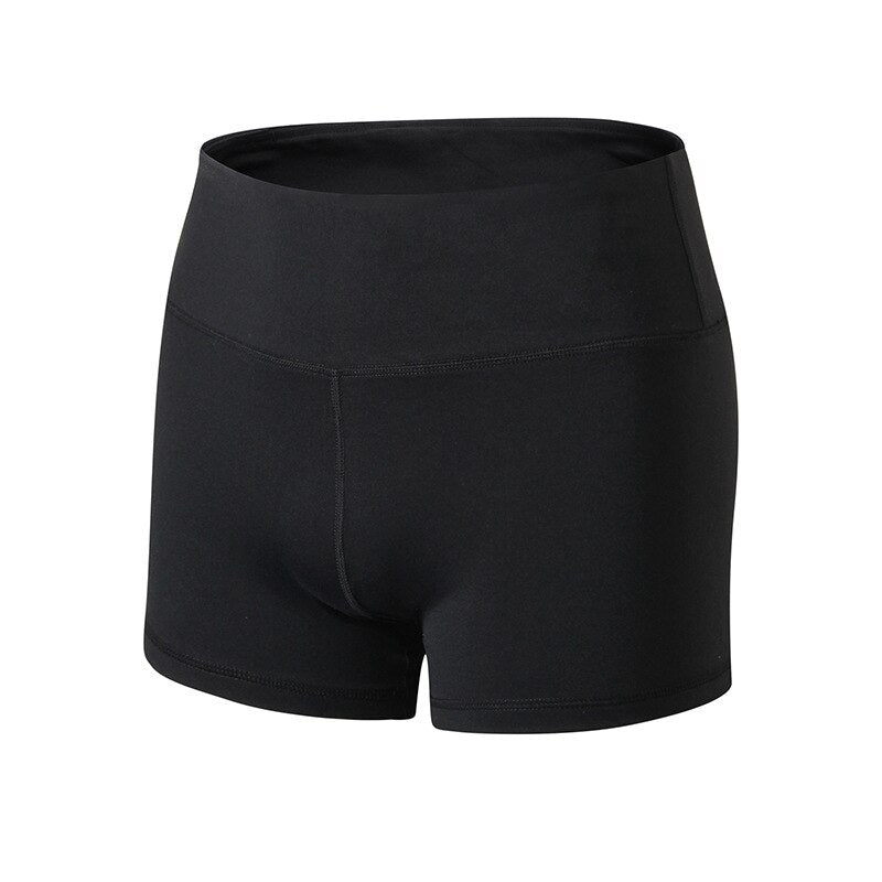 Women's Yoga shorts | High waistband with a pocket | Solid black | Pure White