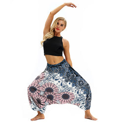 Women's Baggy Harem Pant - Pink Sunflowers