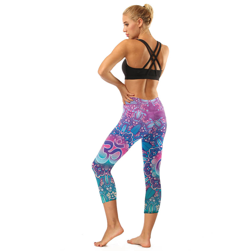 High Rise OM Capris | Pink Mix Blue