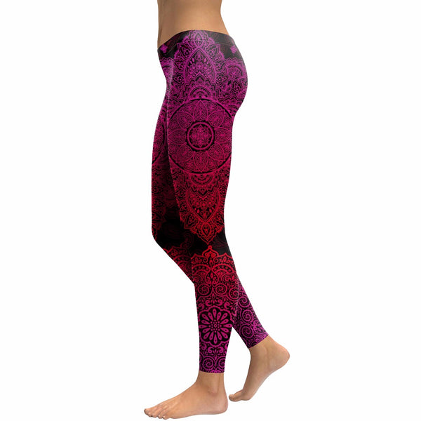 Womens Yoga Leggings - Purple Mandala