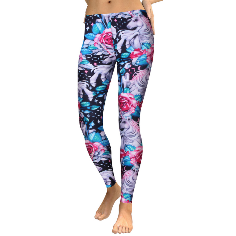 Women's Yoga Leggings - Rose Unicorn