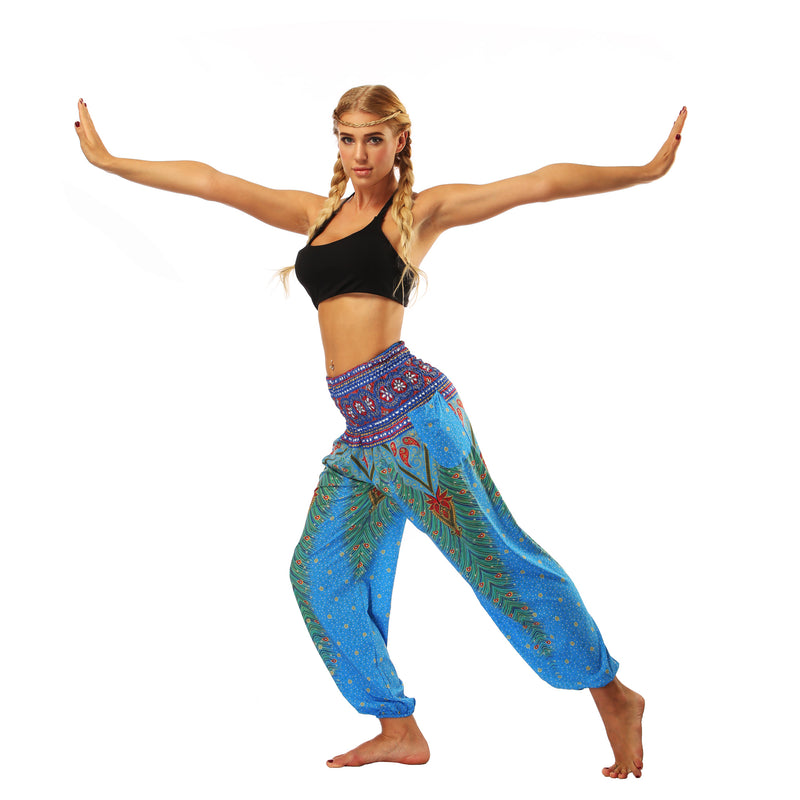 Women's straight Loose Harem Pant - Thai peacock feather bloomers