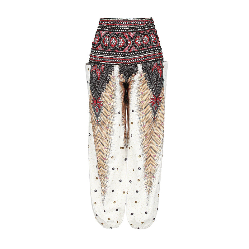 Women's straight Loose Harem Pant - Thai peacock feather bloomers