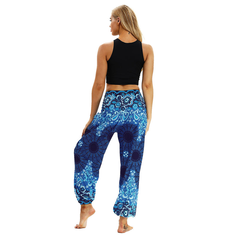 Women's straight Loose Harem Pant - Mandala flowers bloomers