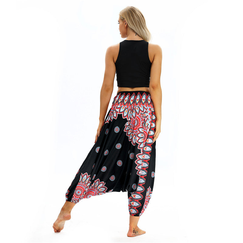 Women's Baggy Harem Pant - Mandala Floral