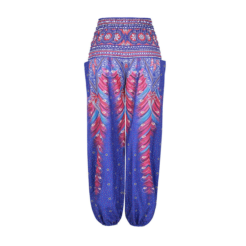 Women's straight Loose Harem Pant - Thai peacock feather bloomers