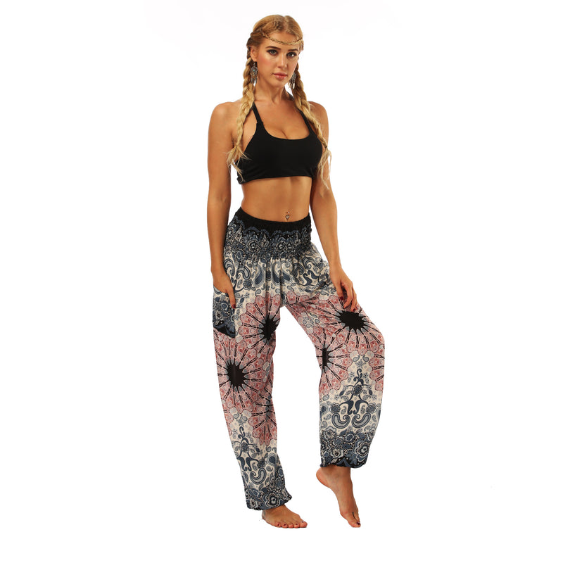 Women's straight Loose Harem Pant - Thai Sunflowers bloomers