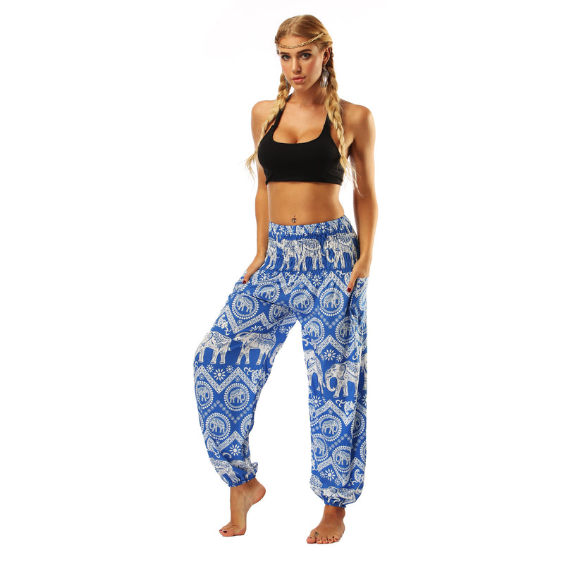 Women's straight Loose Harem Pant - Thai Elephants bloomers