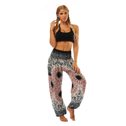 Women's straight Loose Harem Pant - Thai Sunflowers bloomers