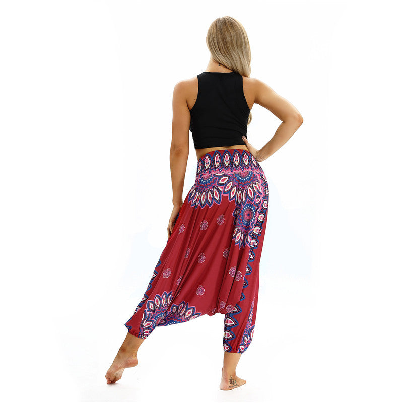 Women's Baggy Harem Pant - Mandala Floral