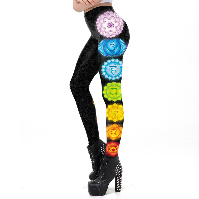 YogaHarem Women's Leggings Seven Chakra Mandala Leggings