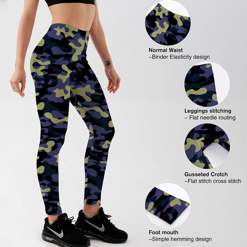 YogaHarem Women's Leggings Camouflage Printed Workout Fitness Leggings