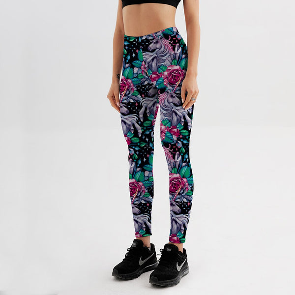 Women's Legging Rose Horse Flying Workout Pants