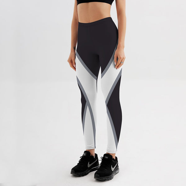 Women's Leggings White Geometry Fitness Workout Pants