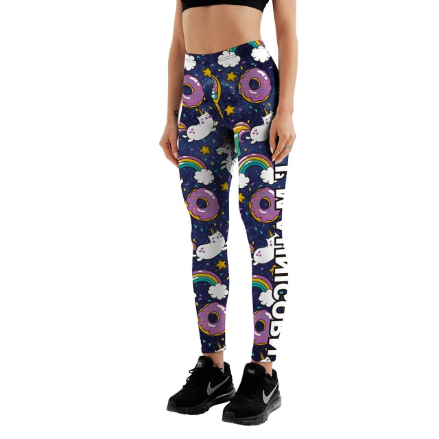 Women's Leggings Cute Donuts Unicorns Printed Plus Size