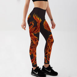 YogaHarem Women's Leggings Fire Phoenix Fitness Workout