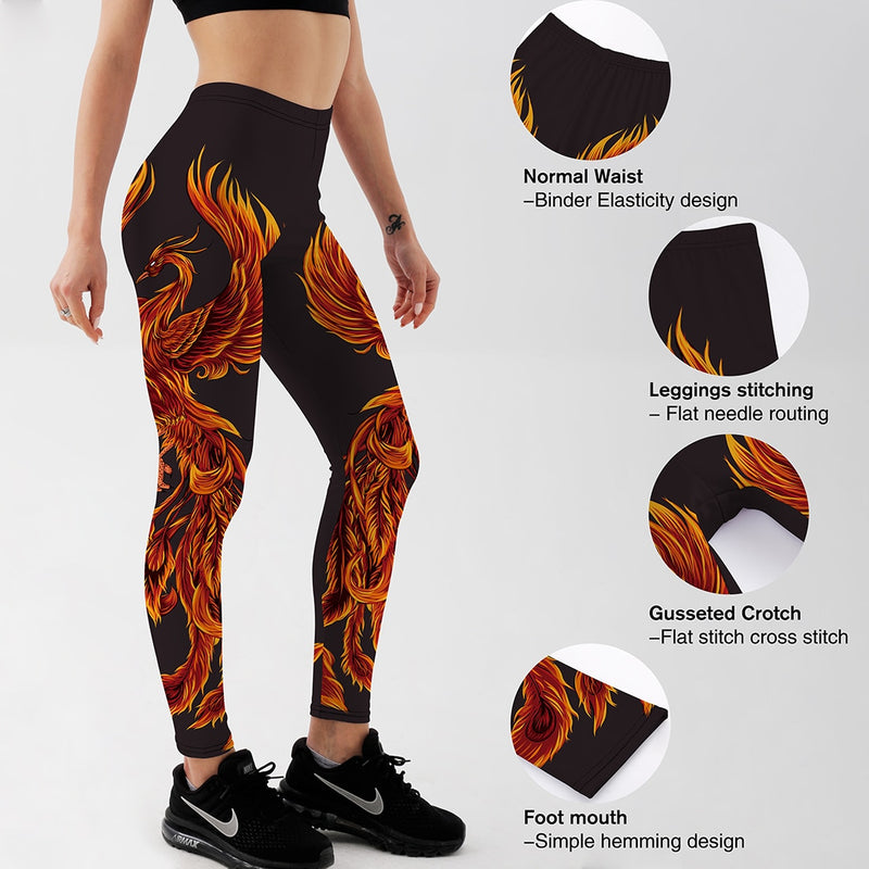 YogaHarem Women's Leggings Fire Phoenix Fitness Workout