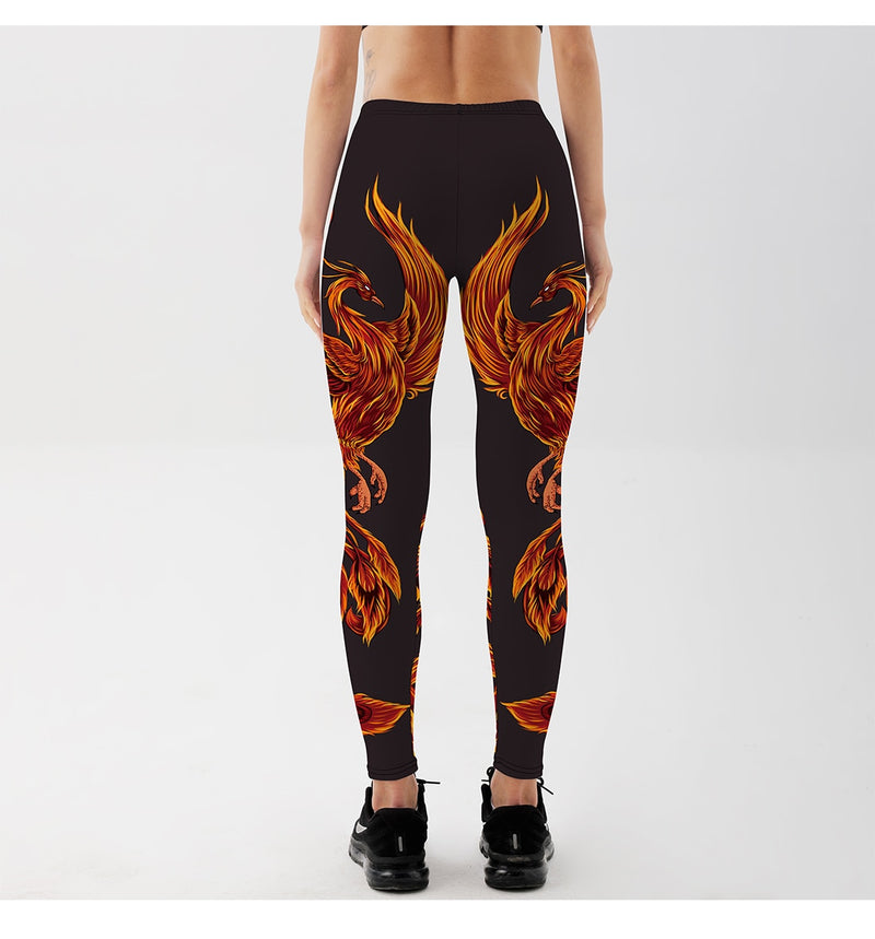 YogaHarem Women's Leggings Fire Phoenix Fitness Workout