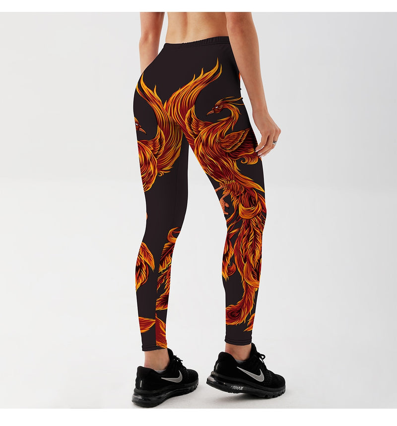 YogaHarem Women's Leggings Fire Phoenix Fitness Workout