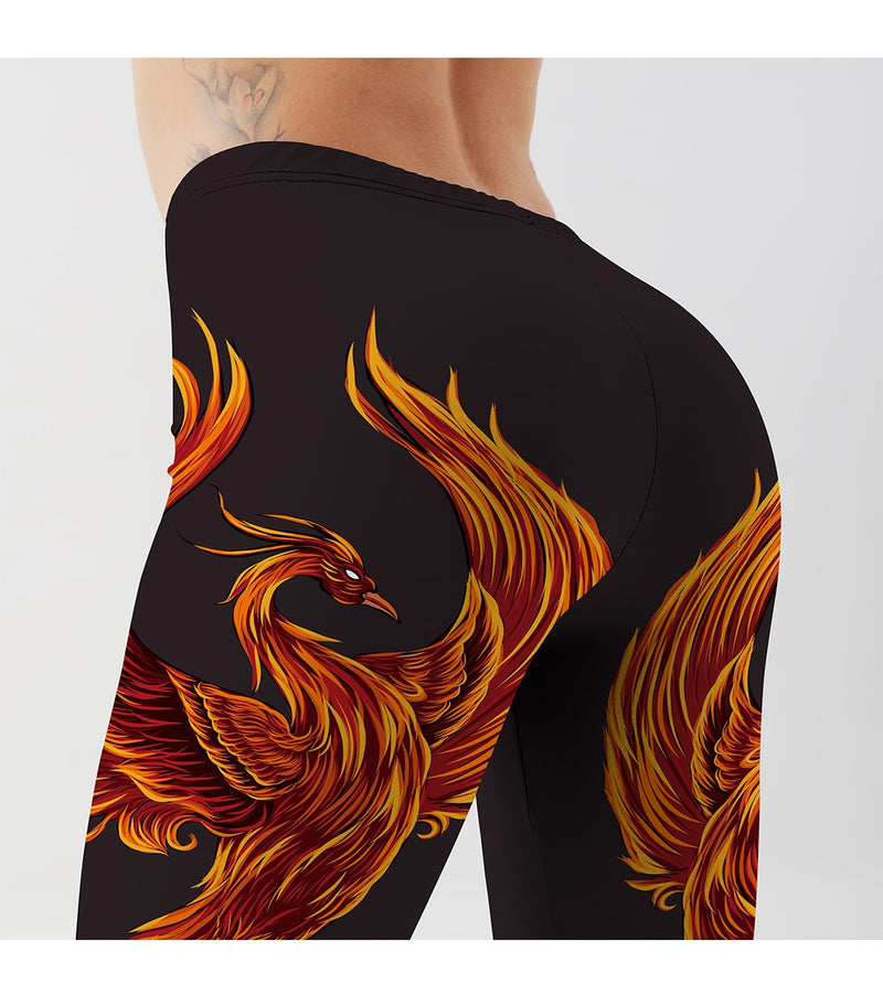 YogaHarem Women's Leggings Fire Phoenix Fitness Workout