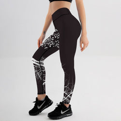 Black White Tree of Life High Waist Women's Yoga Legging