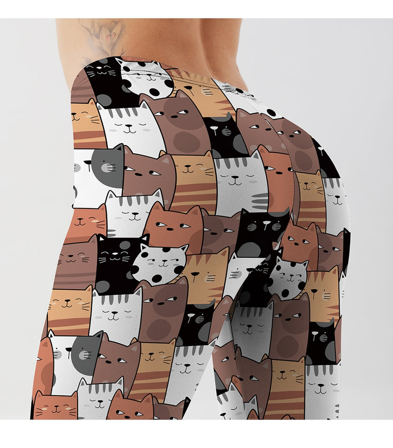 Women's Leggings Cartoon Funny Comic Cat Leggings Workout Pants